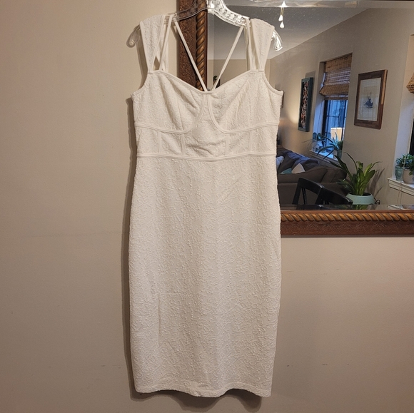 NWT Anthropologie Textured Knit Midi Dress Ivory Sleeveless Strappy - Picture 6 of 6